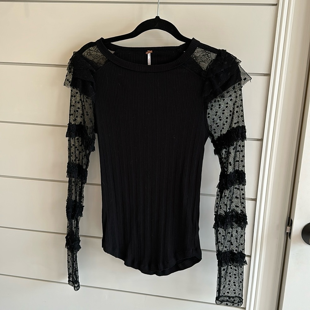 Long lace sleeve ribbed shirt Free People